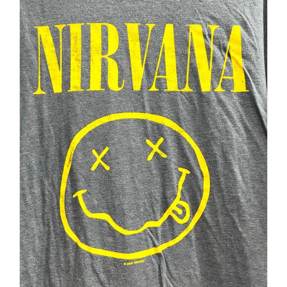 NIRVANA Heather Blue Band tee thrashed grunge sz XL - Picture 3 of 4